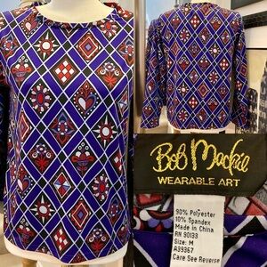 Vintage Harlequin Bob Mackie long sleeve graphic top size medium
